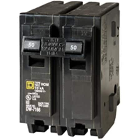 Square D Circuit Breaker, HOM Series, 50A, 2 Pole, 120/240V AC, 10kA SQ386552